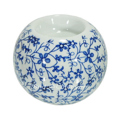 2x Teelichthalter Keramik Kerzenhalter weiss/blau türkis/rot 4178a